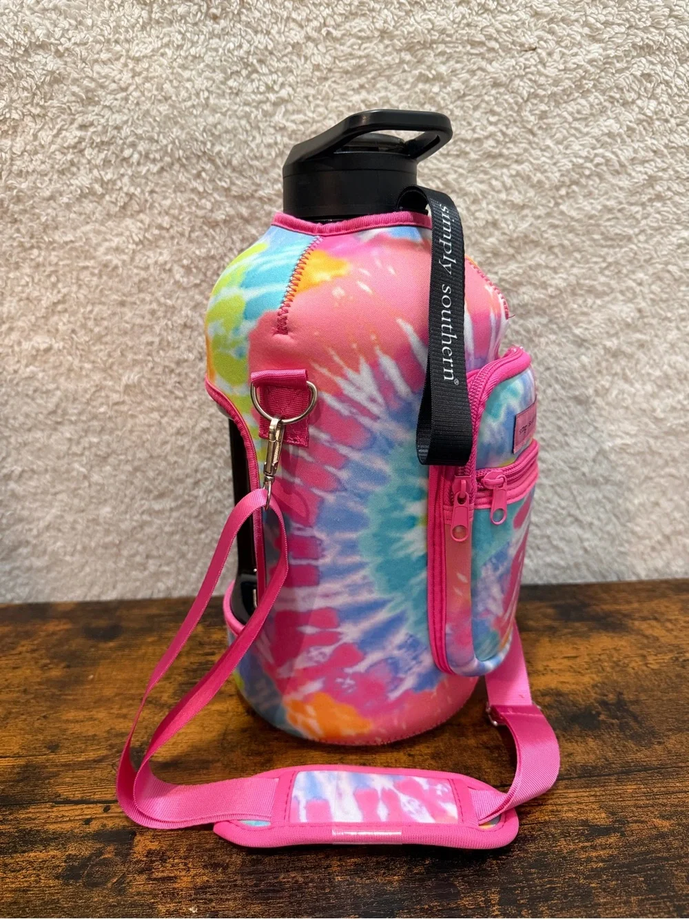 Simply Southern Large Water Bottle Tie Dye Sleeve Strap 1 Gal Jug Drinking NEW